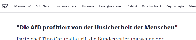 Ausriss Überschrift SZ 09.10.2022