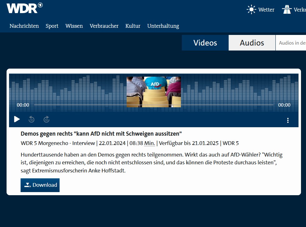 Screenshot Mediathek WDR5 vom 22.01.2024